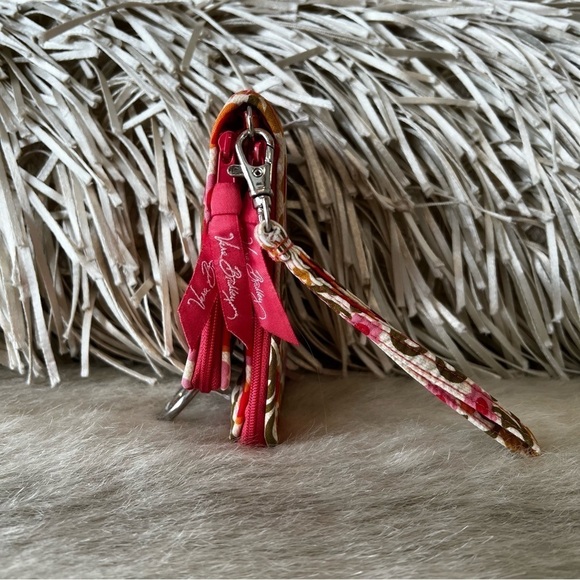 VERA BRADLEY Folkloric Double ID Wristlet Pink Green Floral Travel 2011 Lippies - Picture 5 of 13